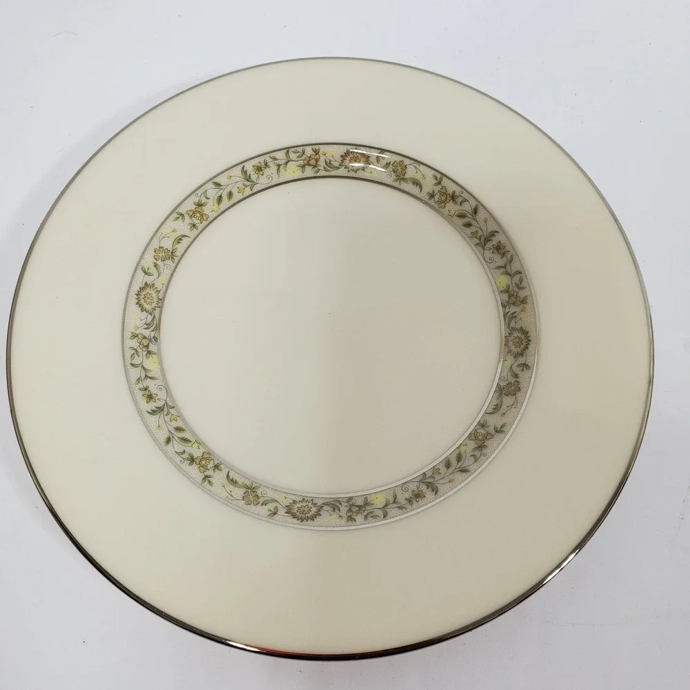 Lenox Springdale Saucer Cup Salad Dinner & Bread Plates 5 Pieces Platinum Trim